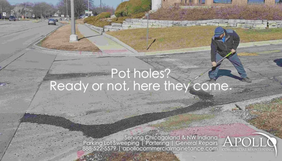Crazy weather means Chicago area asphalt parking lots have the potential for pothole problems