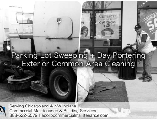 Parking lot sweeping plus day portering is the 1-2 punch your exterior commercial property maintenance needs.